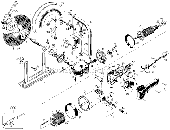 Page A Diagram and Parts List for 3912 Type 41 Black and Decker Chop Saw